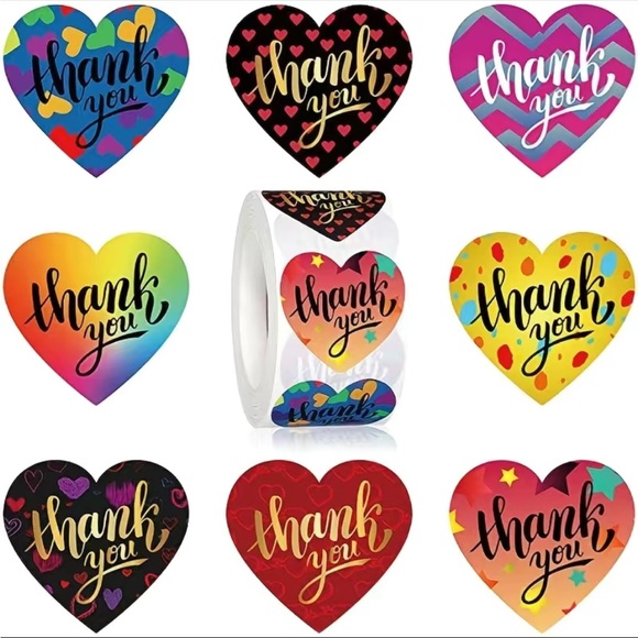 Other - 500 Roll Love Thank You Heart Stickers PRICE IS FIRM